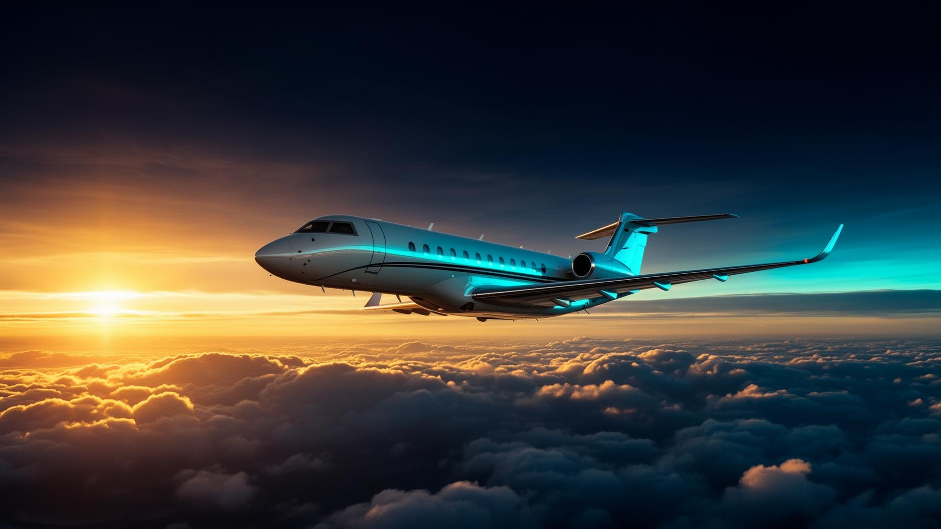 Aeronave ao nascer do sol
